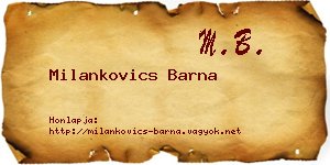 Milankovics Barna névjegykártya