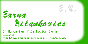 barna milankovics business card